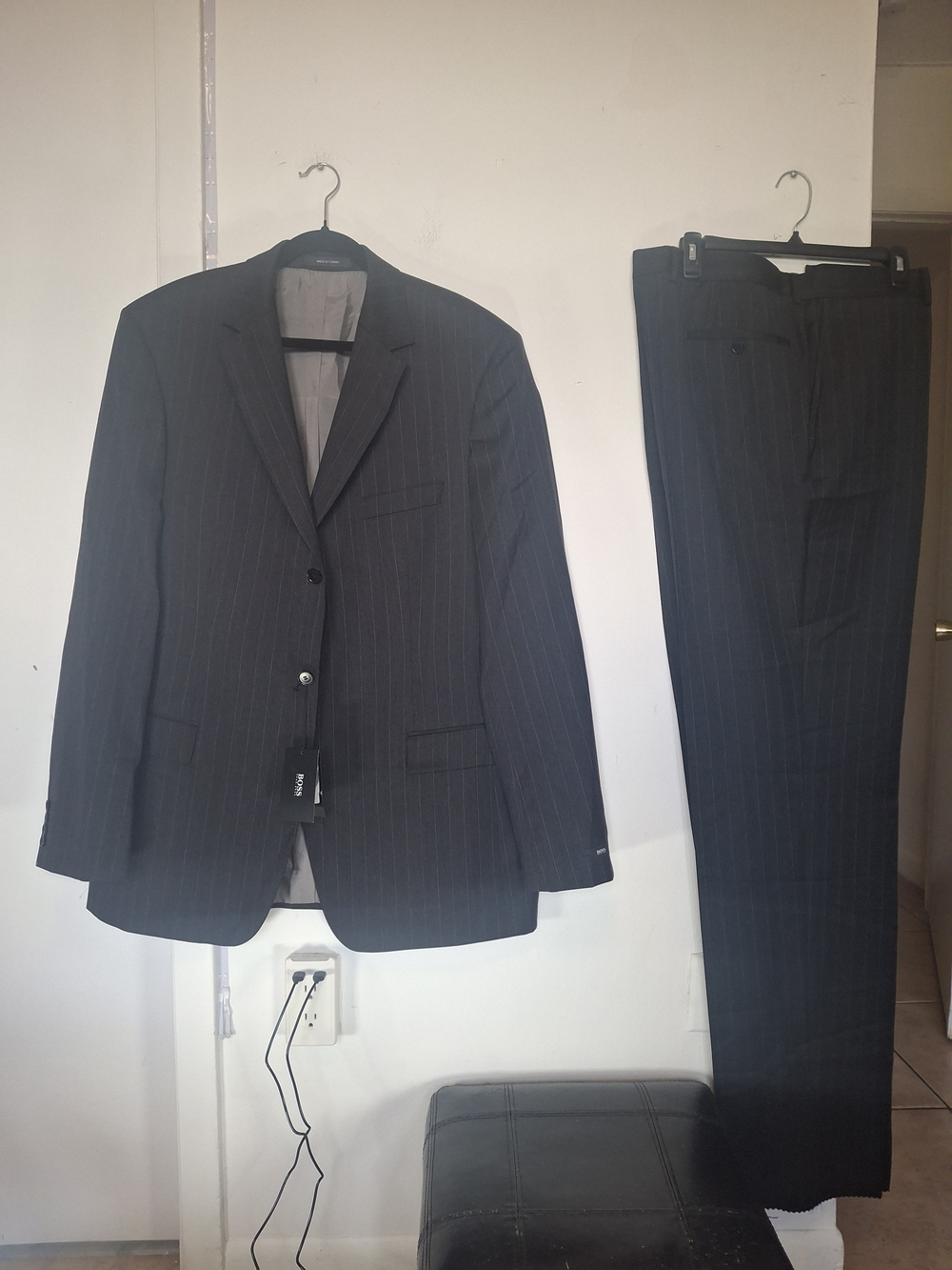 Hugo Boss Charcoal Pinstripe Suit Jacket & Trousers